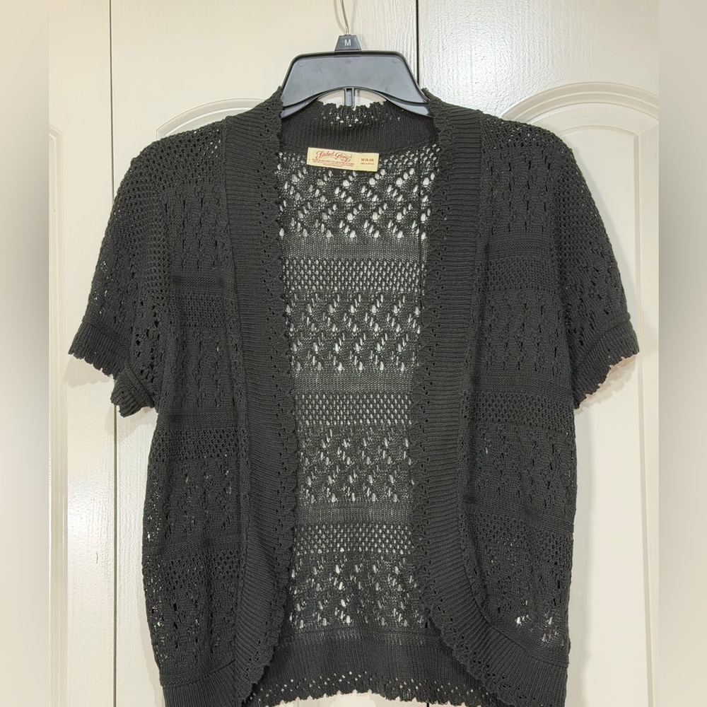 Faded Glory Black Open-Knit Cardigan